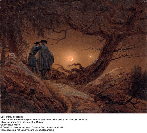 Painting by Caspar David Friedrich that shows two men watching the moon