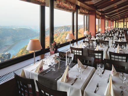 Views from the restaurant at Berghotel Bastei in Lohmen, Saxon Switzerland