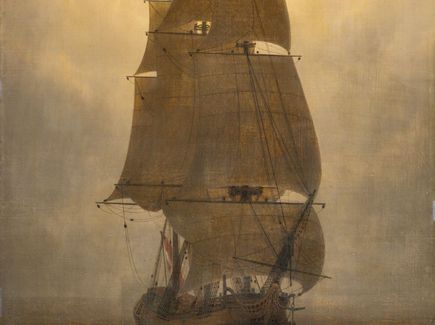 Painting of a sailboat by Caspar David Friedrich