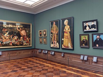 Paintings by the artist Lucas Cranach in the Old Masters Picture Gallery